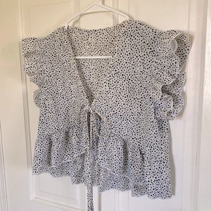 Speckle Dot Ruffle Crop Top